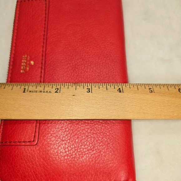 FOSSIL Issue No. 1951 Clutch Wallet Wristlet Leather New with tags Red - Picture 7 of 7